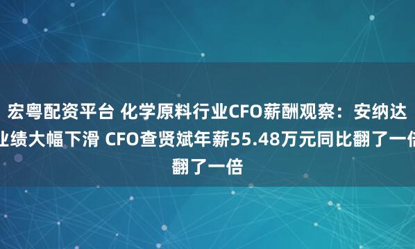 宏粤配资平台 化学原料行业CFO薪酬观察：安纳达业绩大幅下滑 CFO查贤斌年薪55.48万元同比翻了一倍